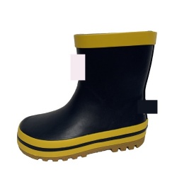 Kids short navy yellow rubber rain boot