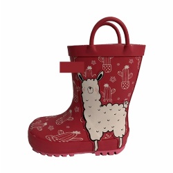 Kids pink 3D sheep rubber rain boot